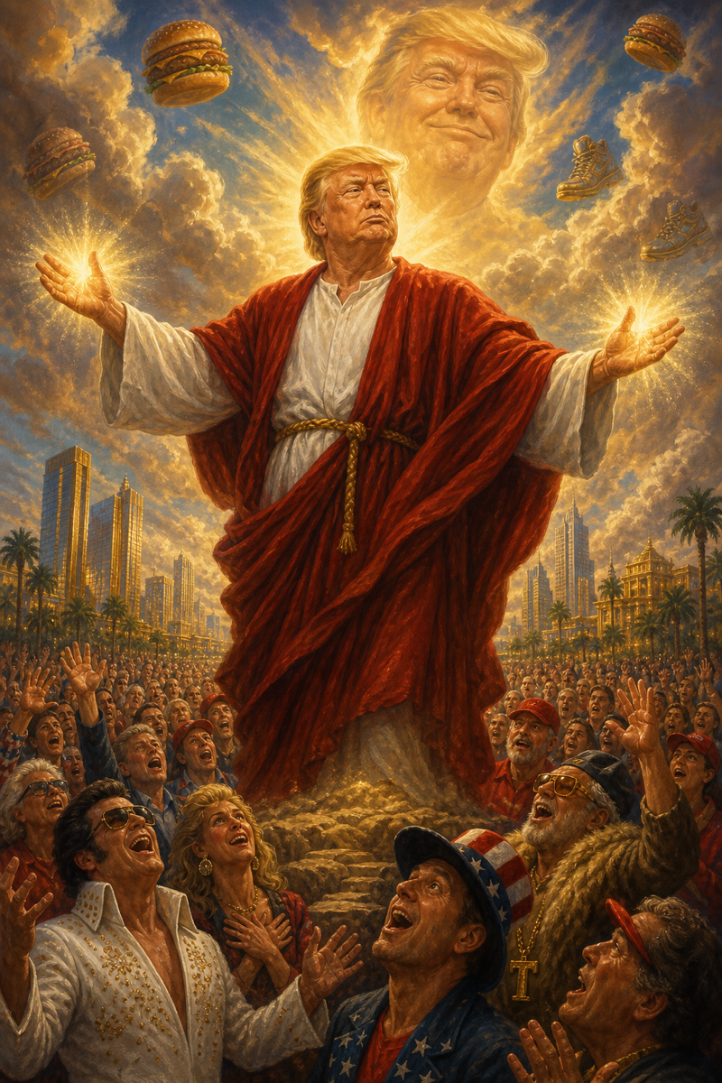 Trump Jesus parody art tee preview